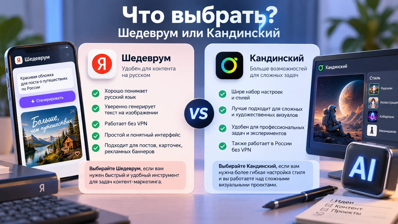 что выбрать шедеврум или кандинский