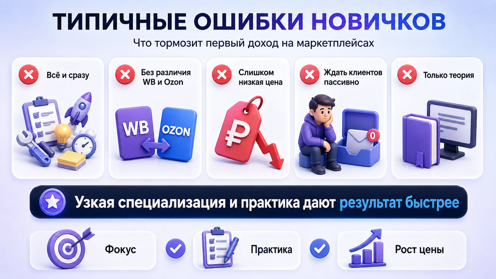 ошибки новичков по заработку на маркетплейсах