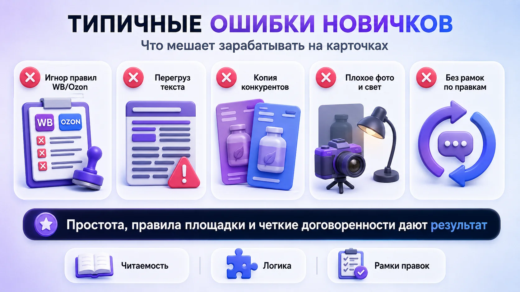 ошибки новичков по заработку на карточках для маркетплейсов