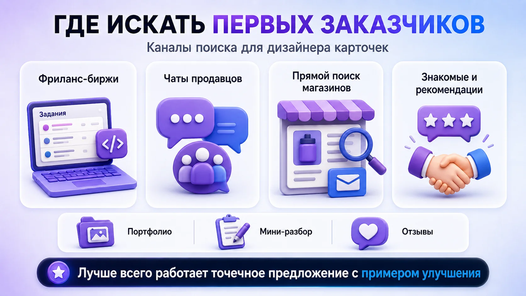 где искать первых заказчиков для заработка на карточках для маркетплейсов