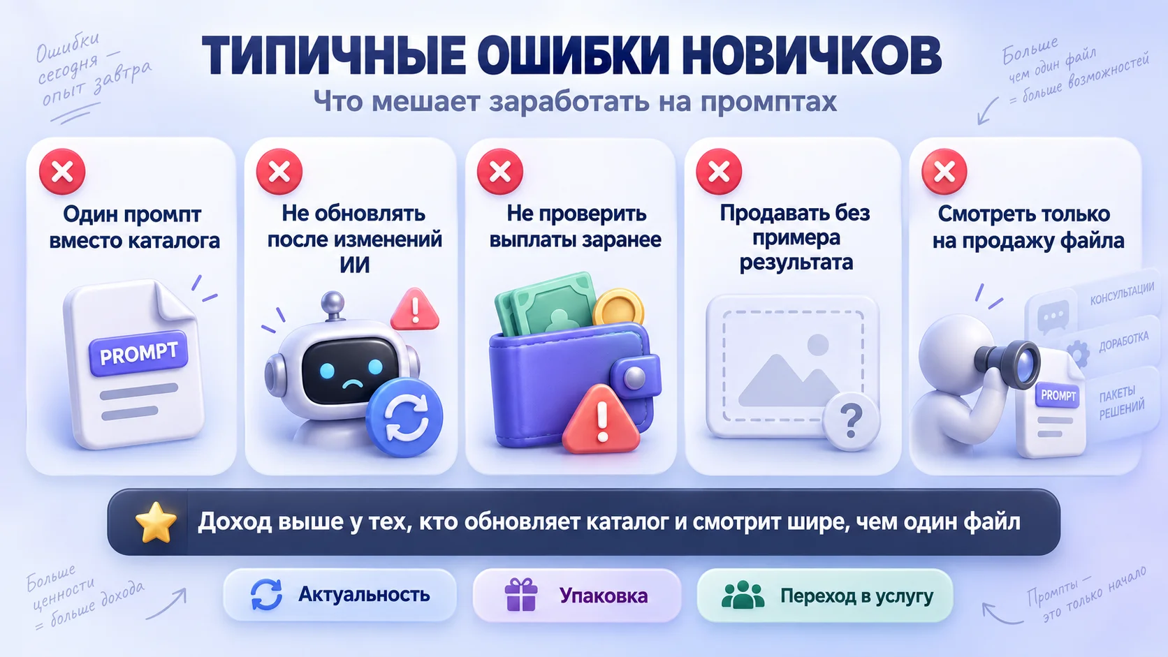ошибки в заработке на промтах для нейросетей