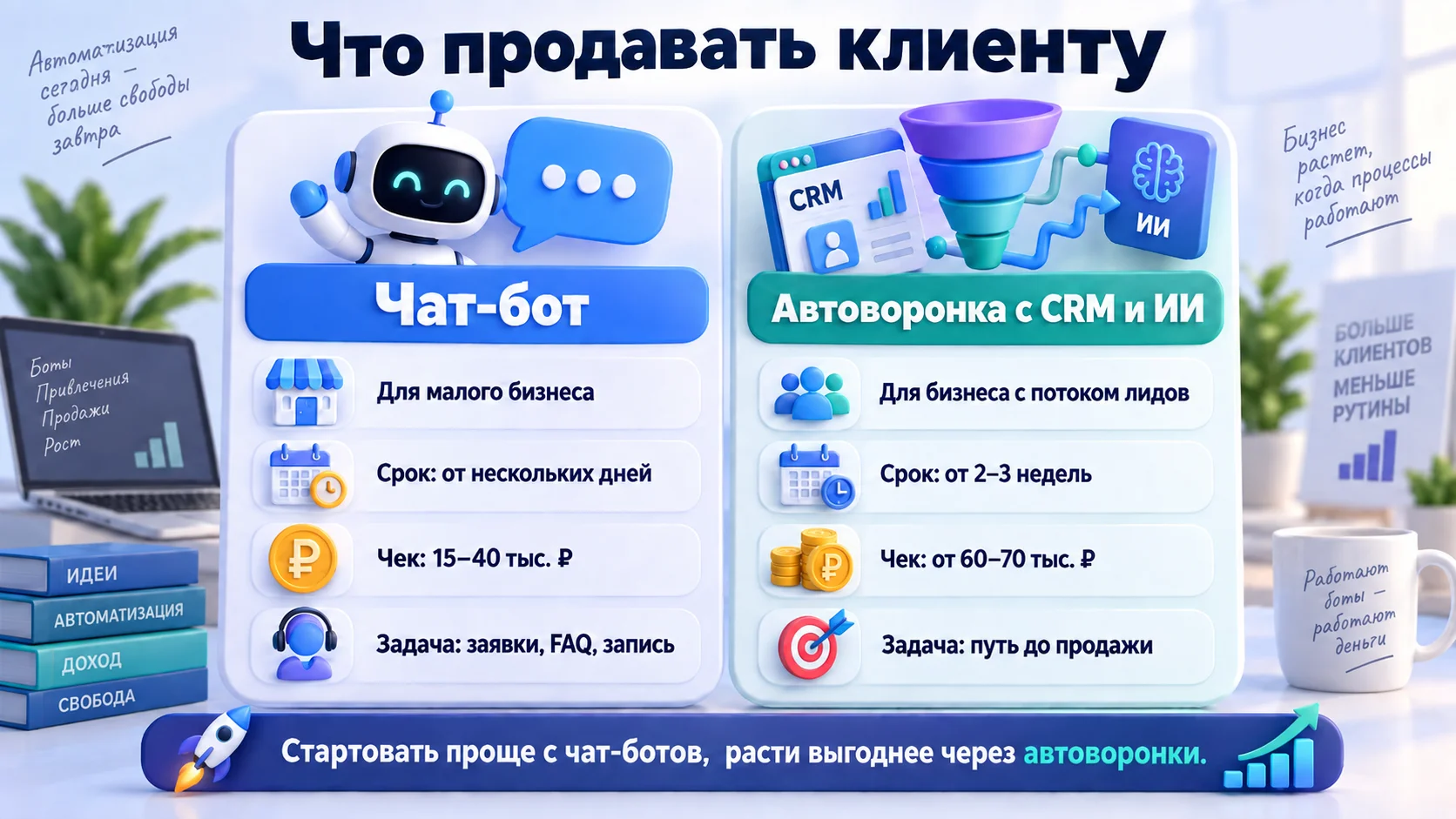 что продавать клиенту — чат-бот или автоворонку