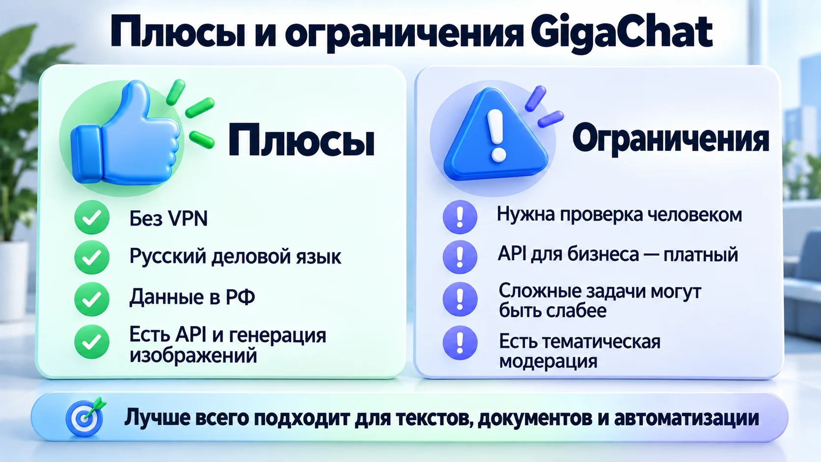 плюсы и минусы gigachat